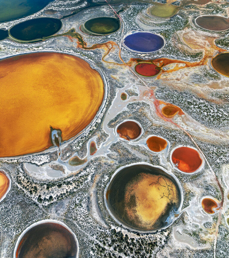 Colourful Wheatbelt salt lakes from above by Scott Jon